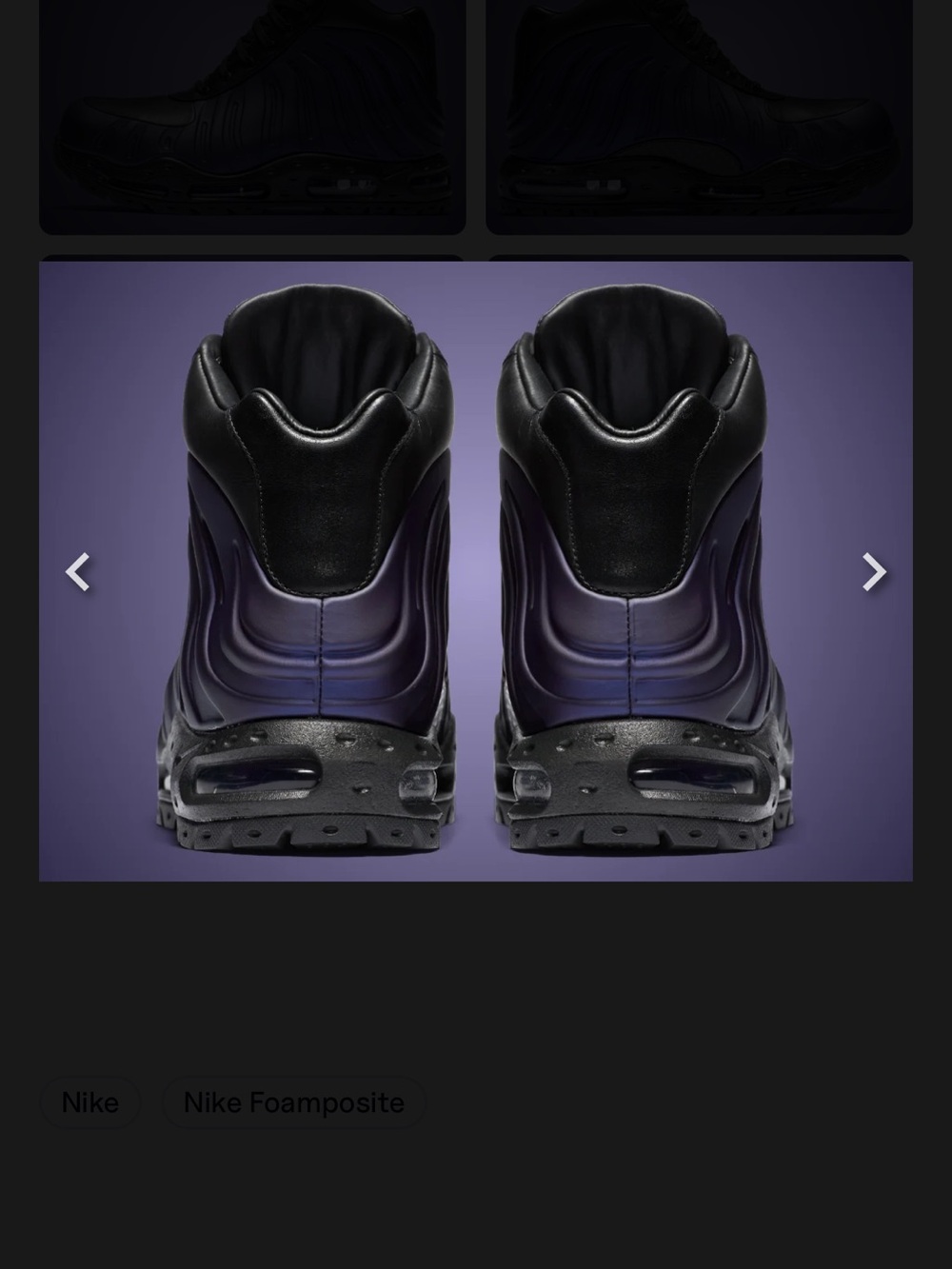 Nike Men’s Foamposite Mid Black and Purple Sneakers